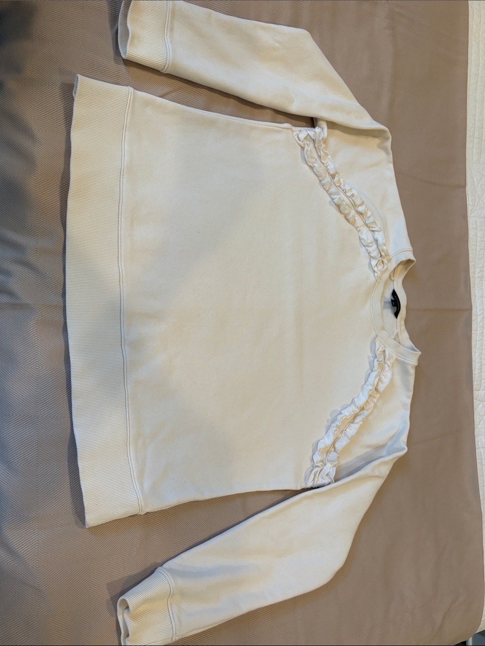 Banana Republic Cream Ruffle Crewneck Sweatshirt